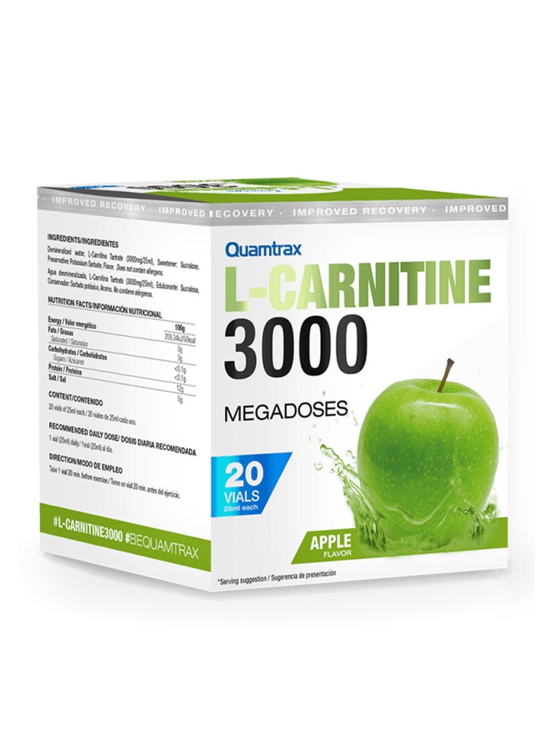 L-Carnitine 3000 Shot Apple Flavor 20 Vials 25ml