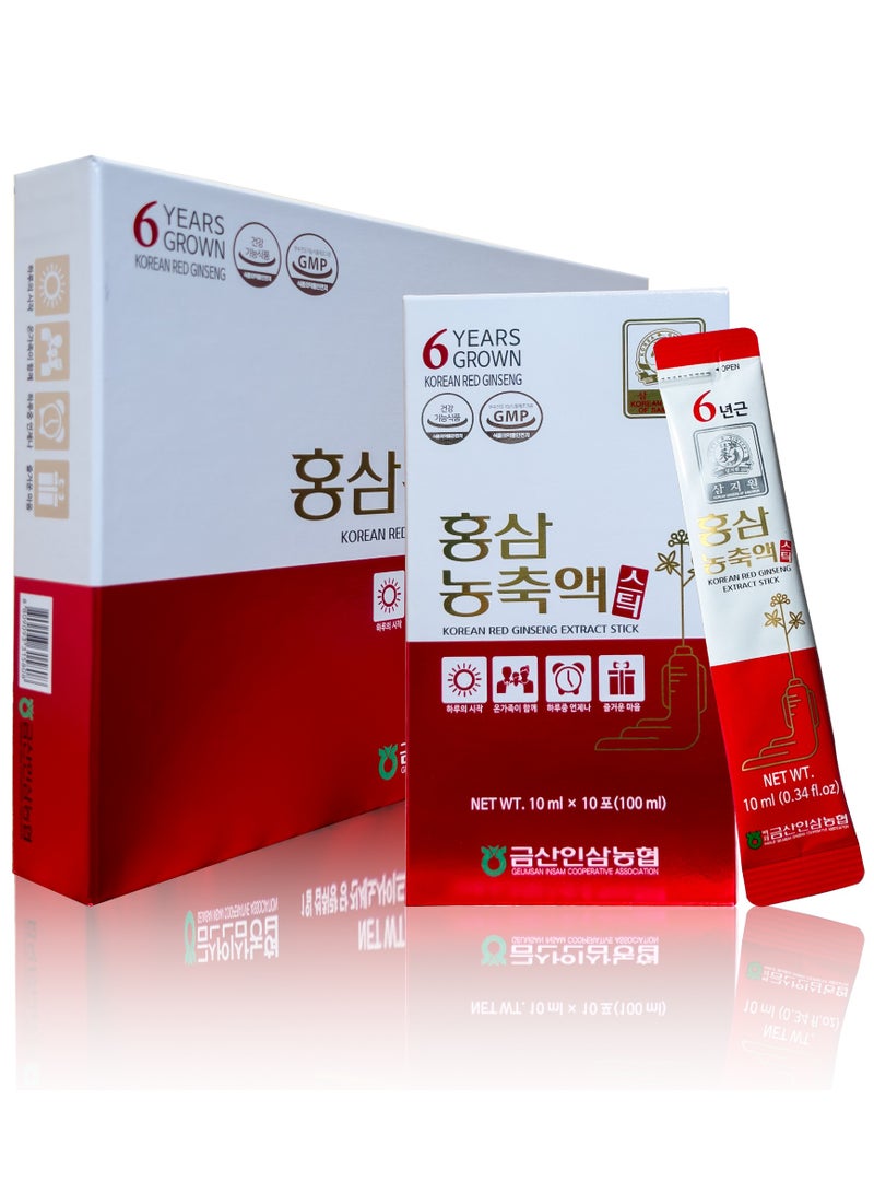 Pure Red Ginseng Extract Stick ,6 Years Grown ,Boost Energy, Strengthens Immunity, GMP Standards,10 ml x 30 sticks