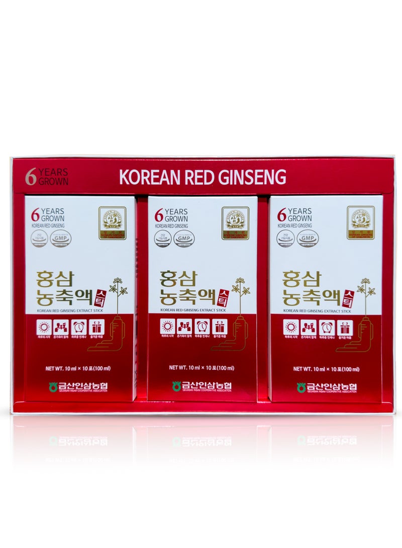 Pure Red Ginseng Extract Stick ,6 Years Grown ,Boost Energy, Strengthens Immunity, GMP Standards,10 ml x 30 sticks