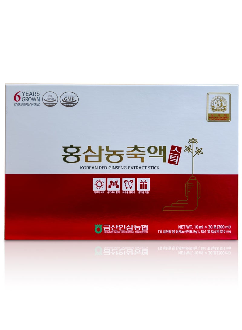 Pure Red Ginseng Extract Stick ,6 Years Grown ,Boost Energy, Strengthens Immunity, GMP Standards,10 ml x 30 sticks