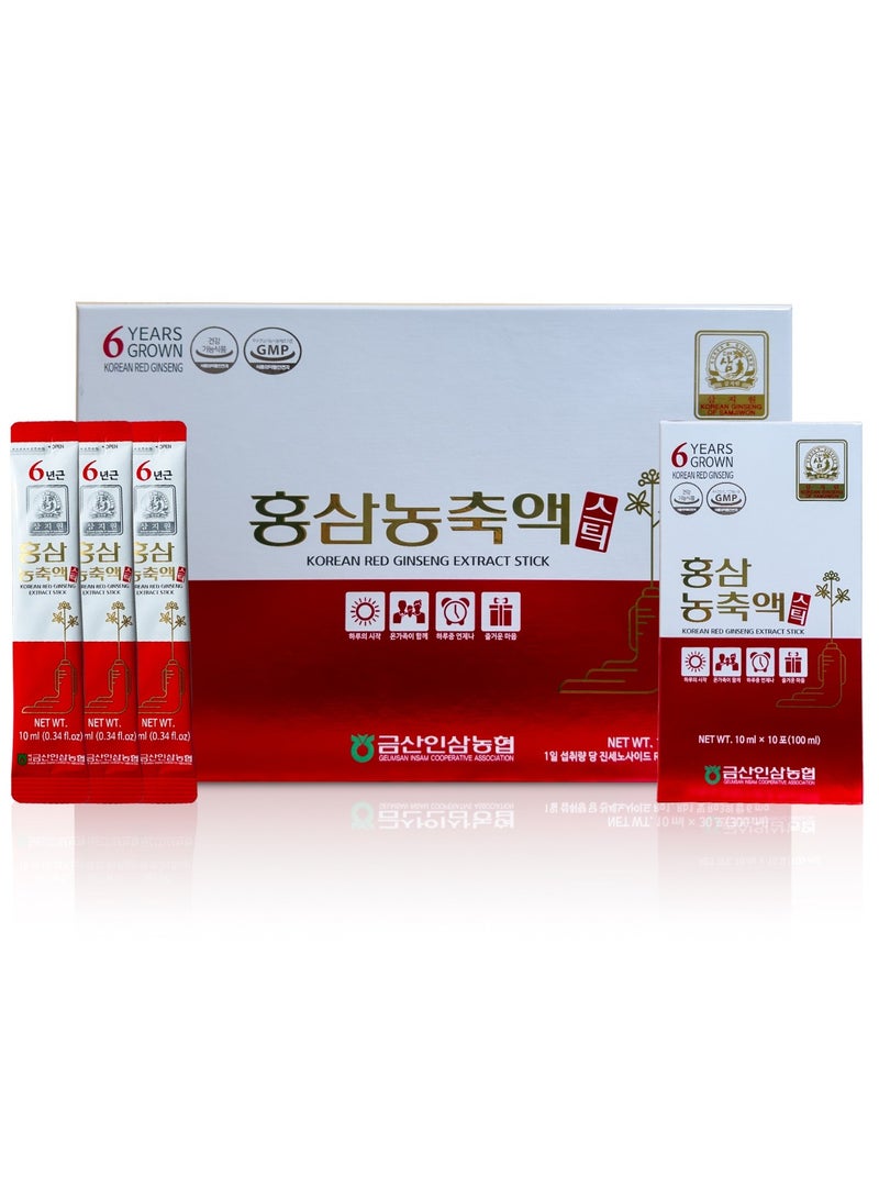 Pure Red Ginseng Extract Stick ,6 Years Grown ,Boost Energy, Strengthens Immunity, GMP Standards,10 ml x 30 sticks