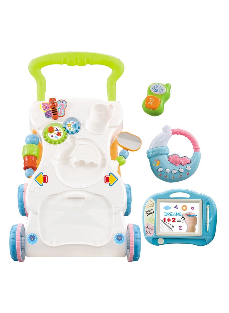 Sit-to-Stand Learning Walker Tenlso Baby Walking Toys,Push Pull Toys - Adjust Speed, Non-Slip, Prevention O-Leg With Music,Mirror,Book