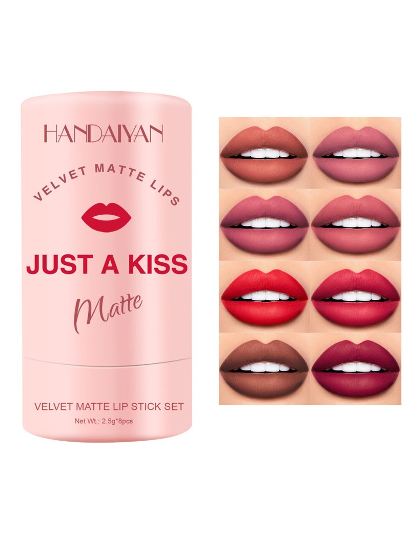 Lipstick Set Matte Liquid 8 Colors Long Lasting Waterproof for Women Highly Pigmented Velvety Nude Super Stay Soft Hydrating & Lightweight Professional Moisturizing Makeup Lips Gift Set