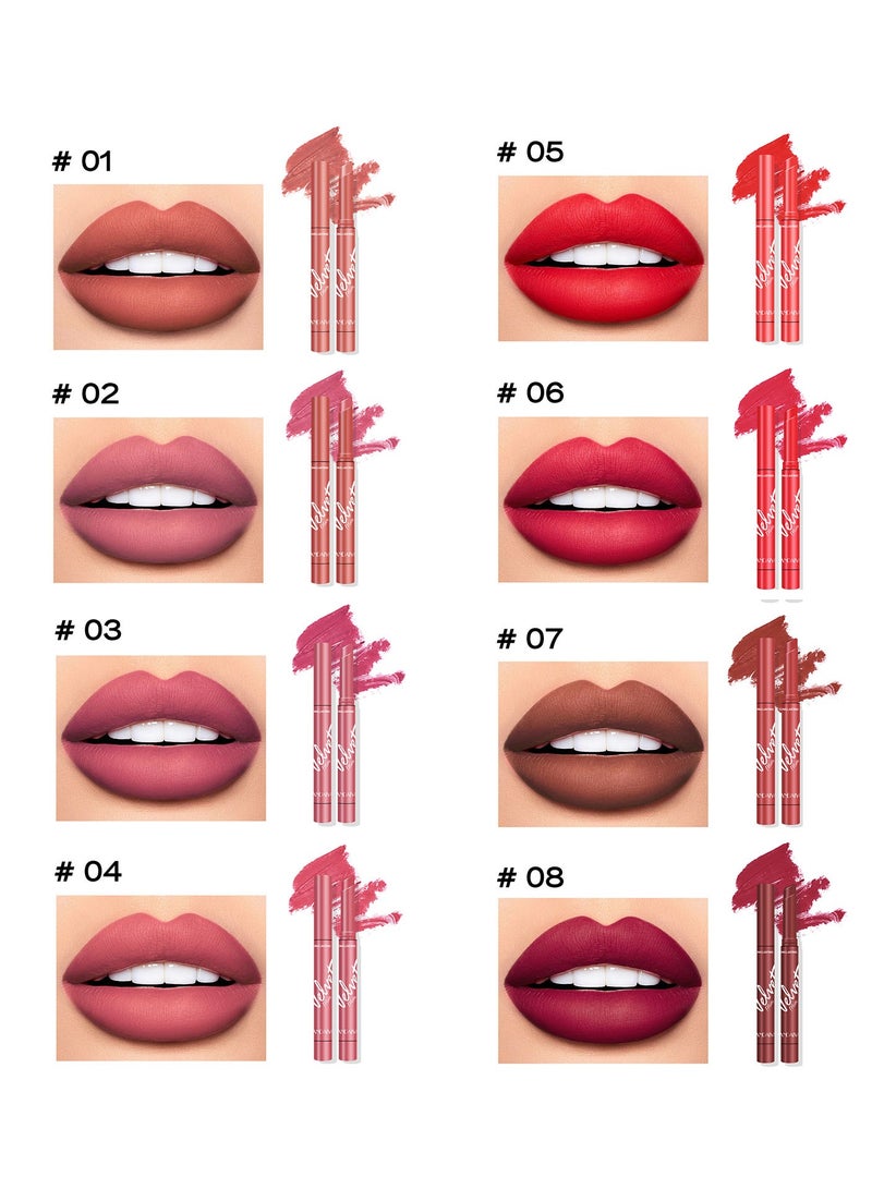 Lipstick Set Matte Liquid 8 Colors Long Lasting Waterproof for Women Highly Pigmented Velvety Nude Super Stay Soft Hydrating & Lightweight Professional Moisturizing Makeup Lips Gift Set