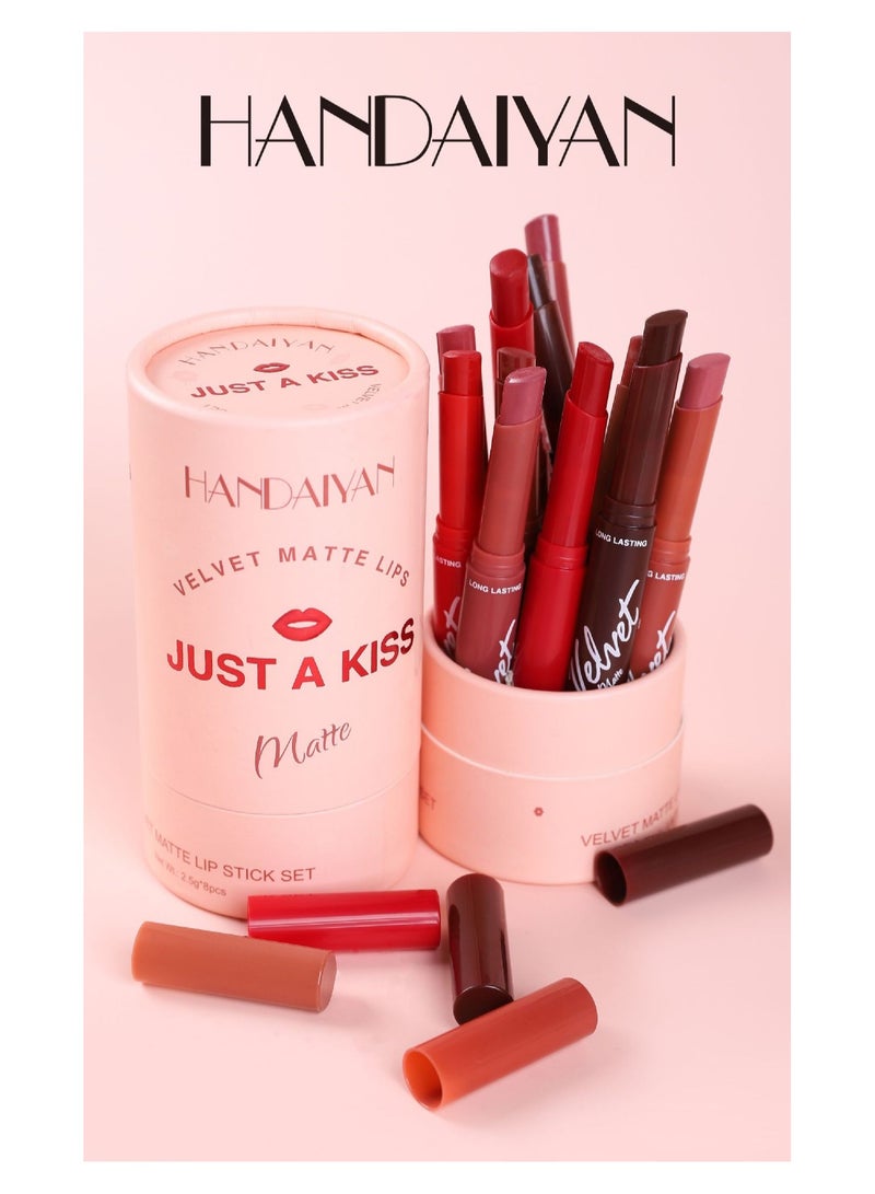 Lipstick Set Matte Liquid 8 Colors Long Lasting Waterproof for Women Highly Pigmented Velvety Nude Super Stay Soft Hydrating & Lightweight Professional Moisturizing Makeup Lips Gift Set