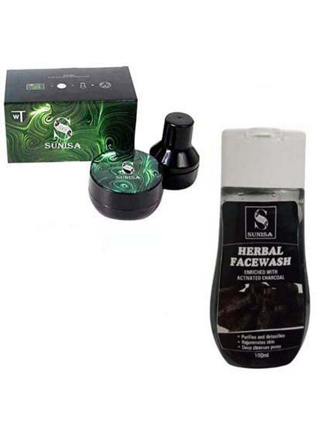 Sunisa New Black Herbal Facewash With Activated Charcoal 100 Ml And 1 Sunisa Air Cushion Bb Cream (Pack Of 2)
