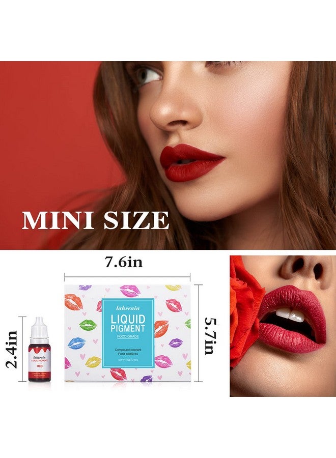 12 Colors Diy Lip Gloss Pigment Set，Liquid Pigment For Lip Gloss Natural Multifunctional High Color Rendering Red Warm Color Pigment For Lip Gloss Makingset A