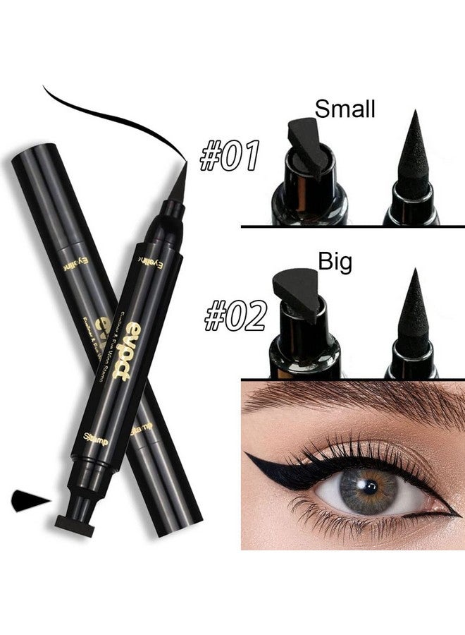 Black Winged Wing Eyeliners Stamps Stencil Wingliner 2Pcs Set Eye Liners For Women Big & Small Perfect Wing Cat Eye Stencil Eyeliner Stamp For All Eye Shapes Delineador De Ojos Contra El Agua