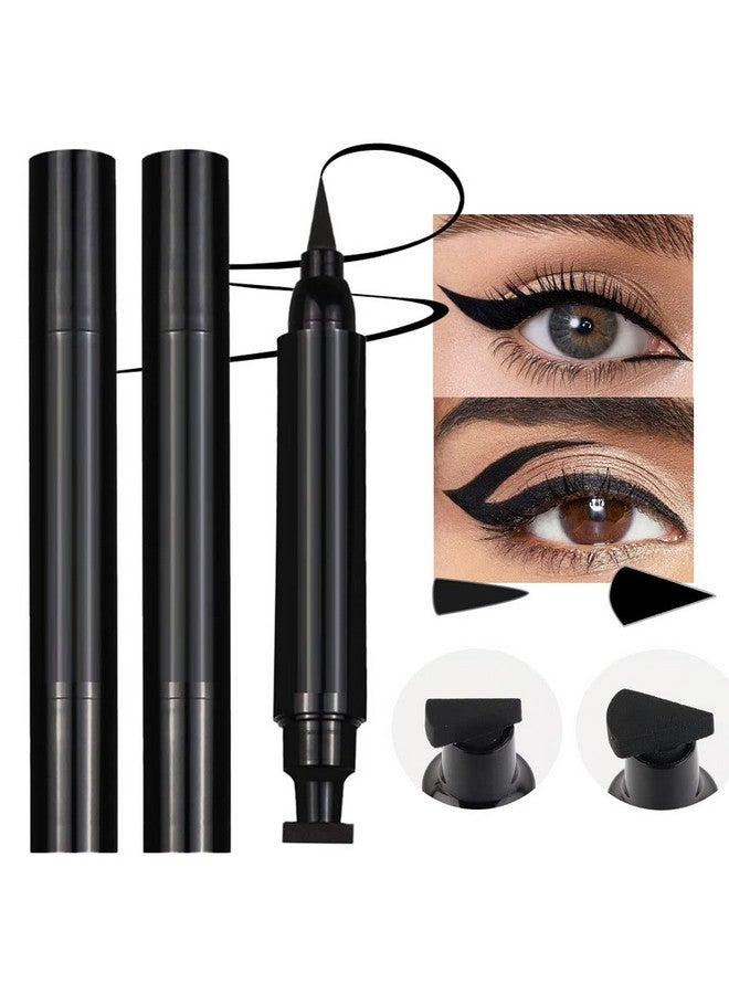 Black Winged Wing Eyeliners Stamps Stencil Wingliner 2Pcs Set Eye Liners For Women Big & Small Perfect Wing Cat Eye Stencil Eyeliner Stamp For All Eye Shapes Delineador De Ojos Contra El Agua