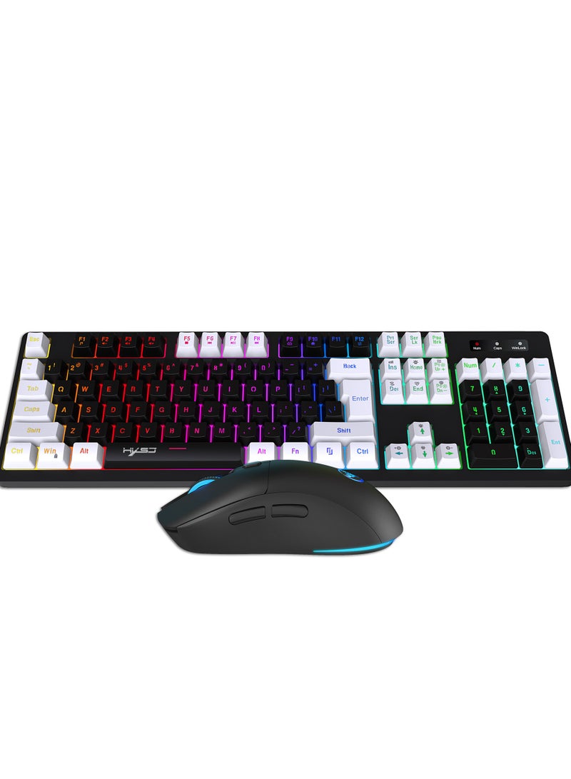 L98 Wireless Rechargeable 2.4G Keyboard And Mouse Film Set Colorful RGB Backlight For Gaming Multicolour