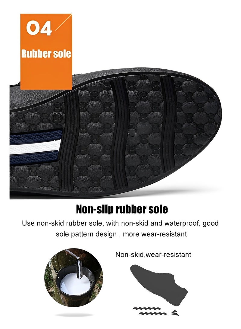 Men's Loafers Flat Heel Anti-Slip Lightweight Slip-ons Soft Sole Leather Shoes with Casual Style Round Toe Loafer for Family Gathering & Casual Party