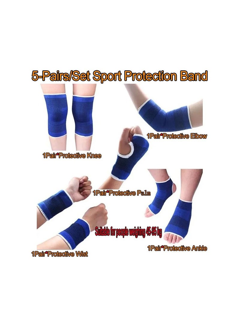 5-Pairs/Set Elastic Sport Protection Band,Fitness Gym Elasticated Bandage, Bandage for Protective Elbow,Knee,Wrist,Ankle,Palm