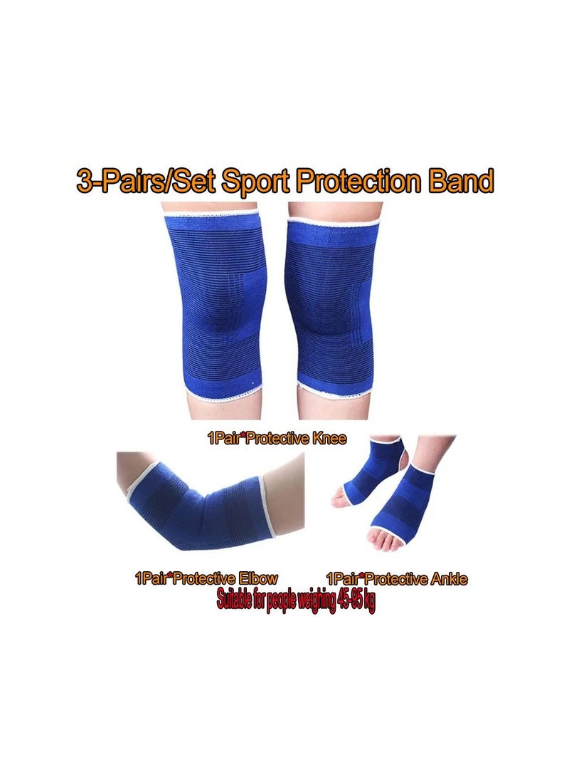 3-Pairs/Set Elastic Sport Protection Band,Fitness Gym Elasticated Bandage, Bandage for Protective Elbow,Knee,Ankle