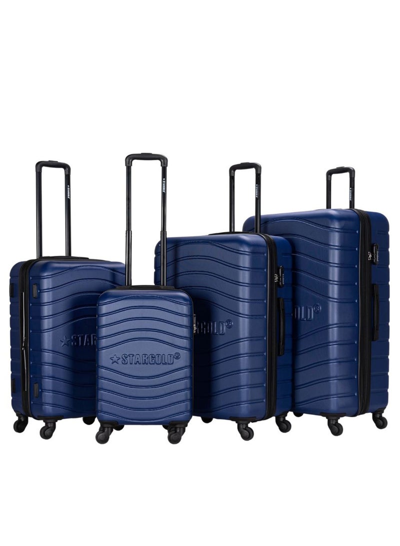 4 Pack Of Hardside Spinner Number Locked Luggage Trolley