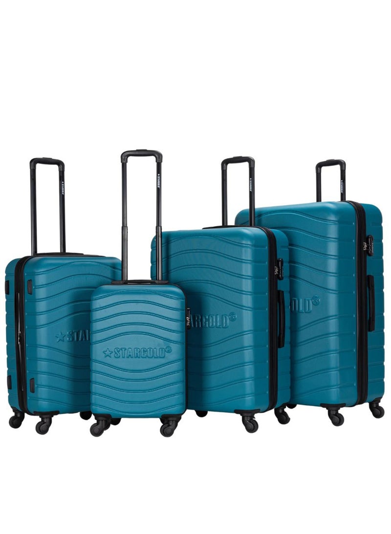 4 Pack Of Hardside Spinner Number Locked Luggage Trolley