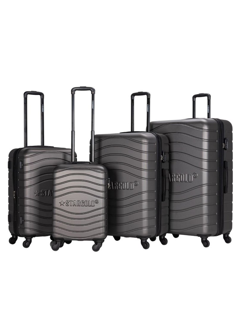 4 Pack Of Hardside Spinner Number Locked Luggage Trolley