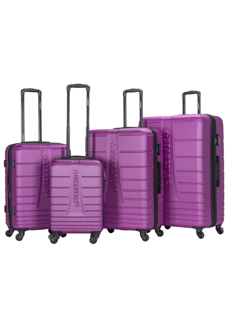 4 Pack Of Hardside Spinner Number Locked Luggage Trolley