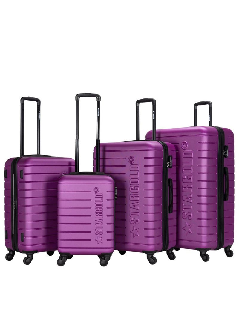 4 Pack Of Hardside Spinner Number Locked Luggage Trolley