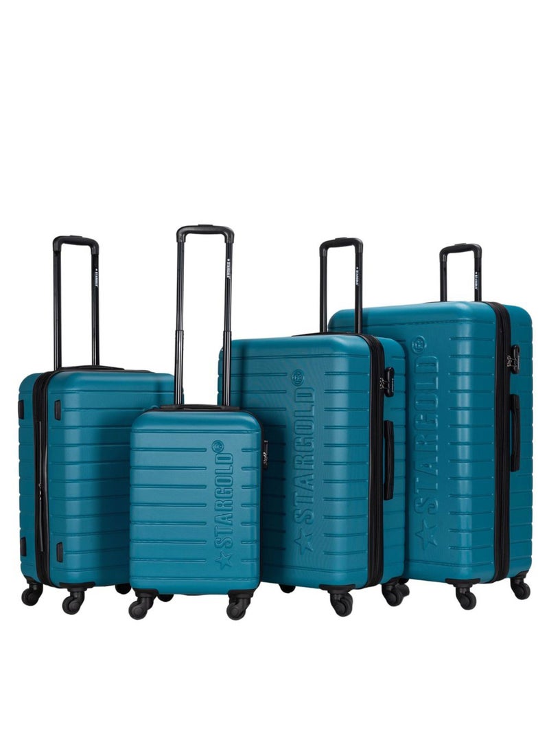 4 Pack Of Hardside Spinner Number Locked Luggage Trolley