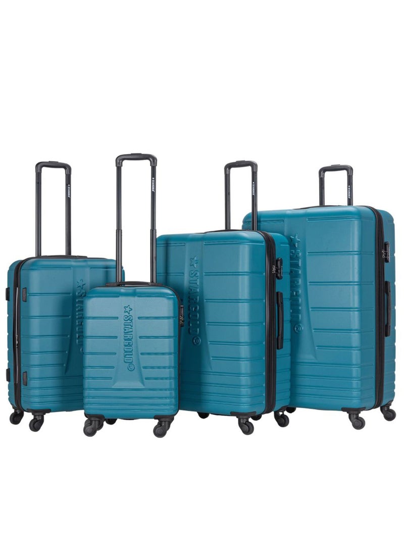 4 Pack Of Hardside Spinner Number Locked Luggage Trolley