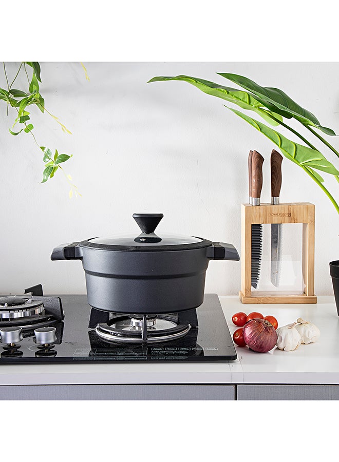 Die Cast Aluminium Casserole With Lid Black/Red 24cm