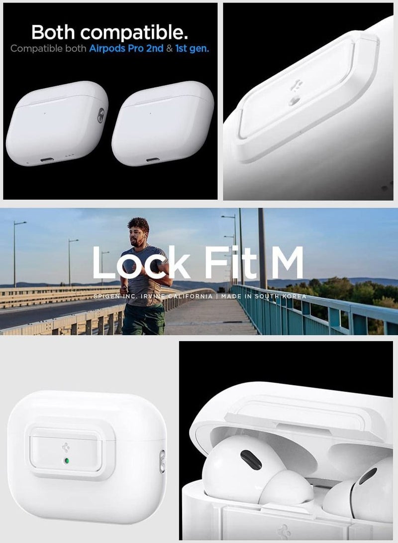 Lock Fit M for AirPods Pro 2 / Airpods Pro Secure Locking Device & Lanyard Strap with EZ Fit install Kit [Charging case NOT included] - White