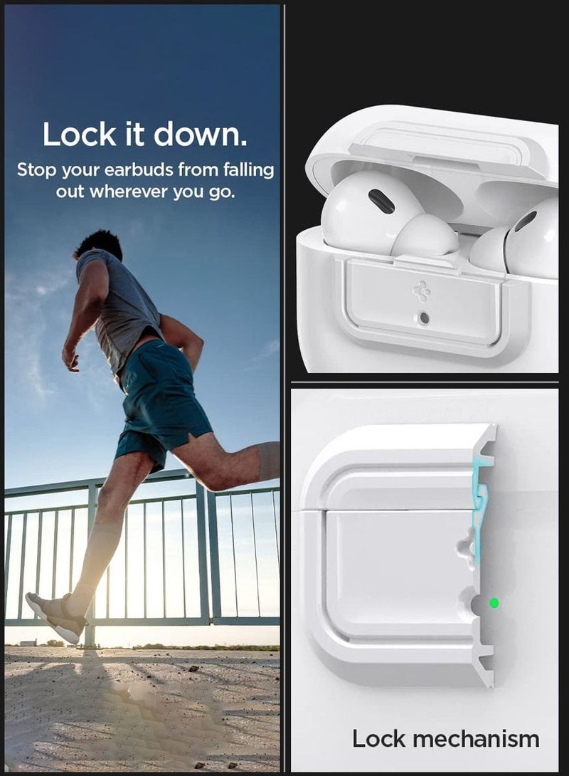 Lock Fit M for AirPods Pro 2 / Airpods Pro Secure Locking Device & Lanyard Strap with EZ Fit install Kit [Charging case NOT included] - White