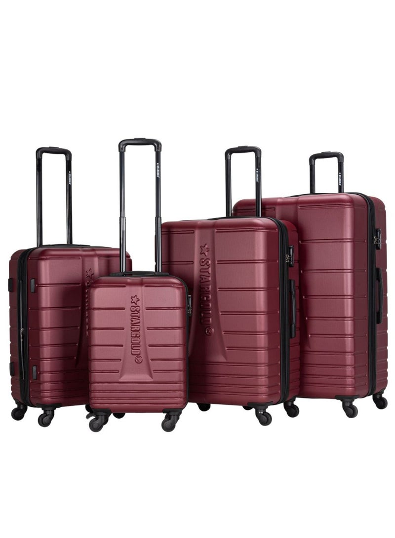 4 Pack Of Hardside Spinner Number Locked Luggage Trolley