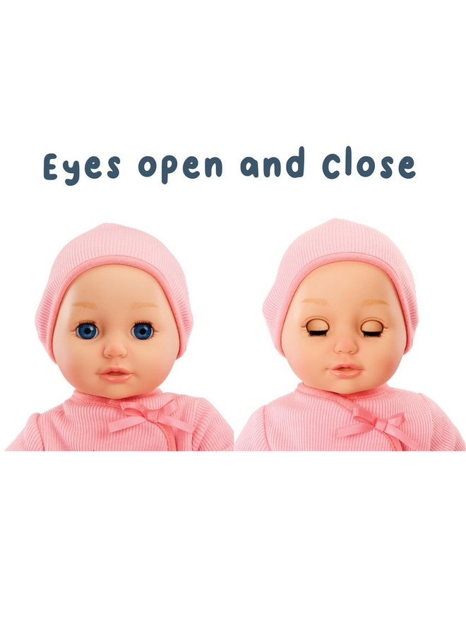 My First Baby Doll Annabell Blue Eyes: Realistic Softbodied Baby Doll For Kids Ages 1 & Up, Eyes Open & Close, Baby Doll With Bottle