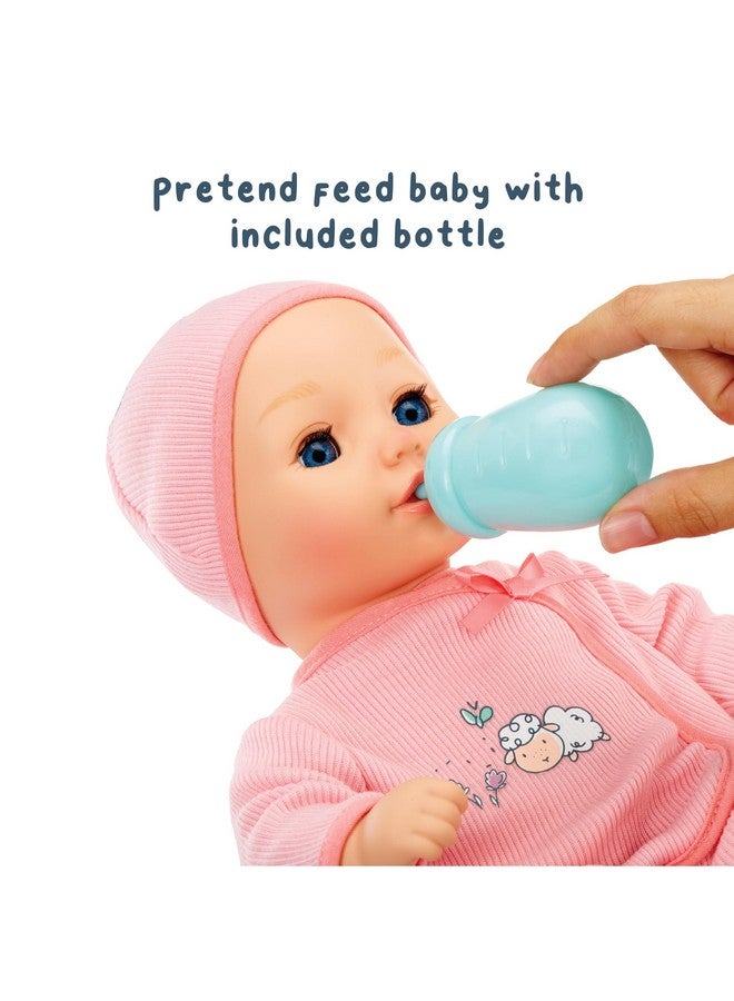 My First Baby Doll Annabell Blue Eyes: Realistic Softbodied Baby Doll For Kids Ages 1 & Up, Eyes Open & Close, Baby Doll With Bottle