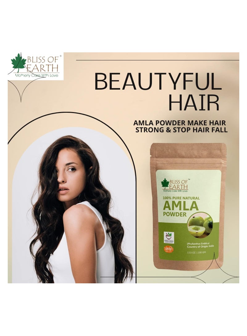 100% Pure Natural AMLA Powder 100GM Indian Gooseberry Great For Hair Conditioning & Hair Coloring Mixture Natural Vitamin C & Antioxidants Pack of 5