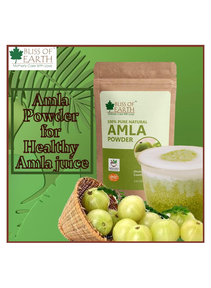 100% Pure Natural AMLA Powder 100GM Indian Gooseberry Great For Hair Conditioning & Hair Coloring Mixture Natural Vitamin C & Antioxidants Pack of 5