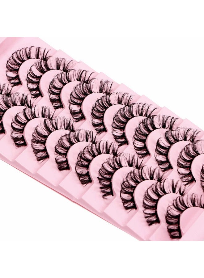 10 Pairs Cluster Lashes D Curl Russian Strip Lashes Fluffy False Eyelashes Individual Natural Wispy Lashes Diy Eyelashes Extension At Home (D01)