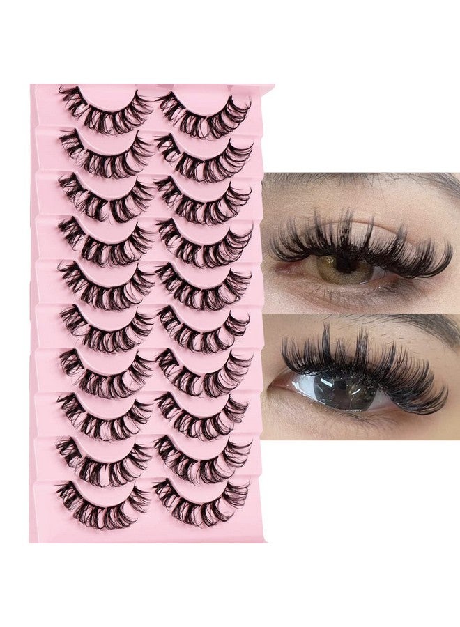 10 Pairs Cluster Lashes D Curl Russian Strip Lashes Fluffy False Eyelashes Individual Natural Wispy Lashes Diy Eyelashes Extension At Home (D01)