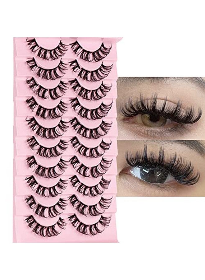 10 Pairs Cluster Lashes D Curl Russian Strip Lashes Fluffy False Eyelashes Individual Natural Wispy Lashes Diy Eyelashes Extension At Home (D01)