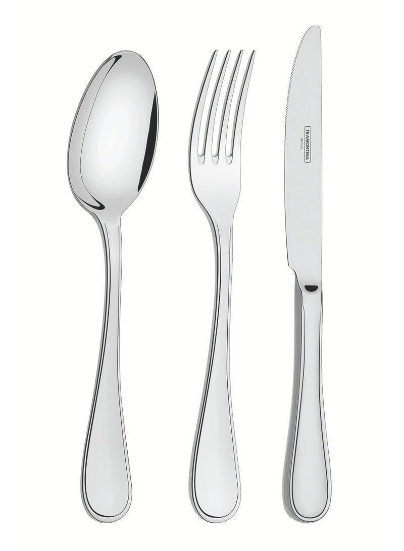Firenze 76 Pieces Stainless Steel Flatware Set with Forged Table Knives Mirror Finish and Wood Case