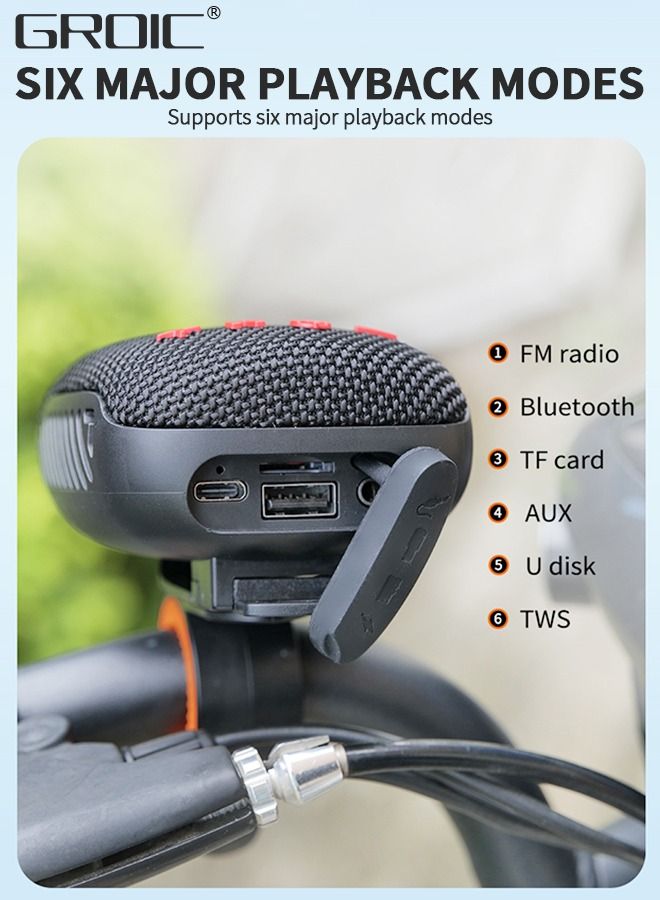Portable Bluetooth Speaker,Waterproof Wireless Portable Outdoor Speaker,TWS Dual Pairing Wearable Speaker 5.0,,Bluetooth Speaker for Bicycle Scooter Riding Sports