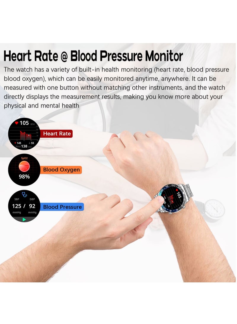 Fashion Men's Smart Watch Business Sports Fitness Tracker Heart Rate Blood Pressure Smartwatch Bluetooth Calls IP68 Waterproof 1.43