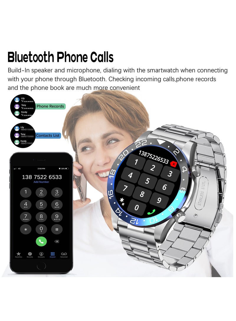 Fashion Men's Smart Watch Business Sports Fitness Tracker Heart Rate Blood Pressure Smartwatch Bluetooth Calls IP68 Waterproof 1.43