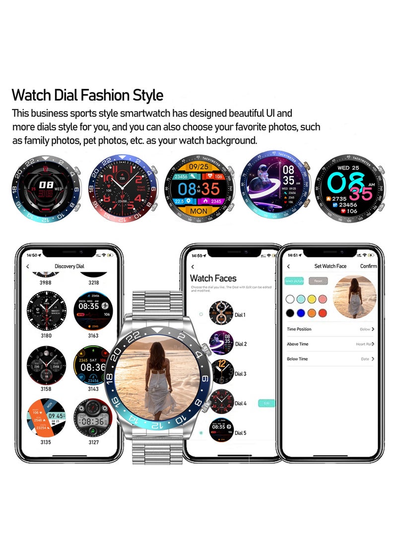 Fashion Men's Smart Watch Business Sports Fitness Tracker Heart Rate Blood Pressure Smartwatch Bluetooth Calls IP68 Waterproof 1.43