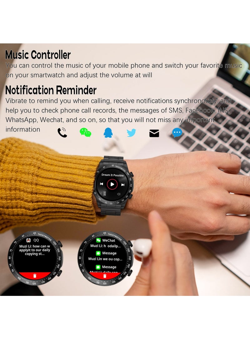 Fashion Men's Smart Watch Business Sports Fitness Tracker Heart Rate Smartwatch Bluetooth Calls IP68 Waterproof 1.43
