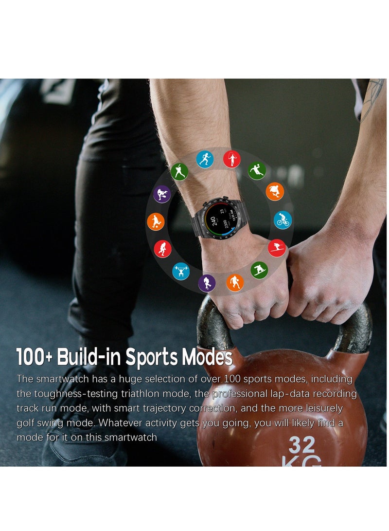 Fashion Men's Smart Watch Business Sports Fitness Tracker Heart Rate Smartwatch Bluetooth Calls IP68 Waterproof 1.43