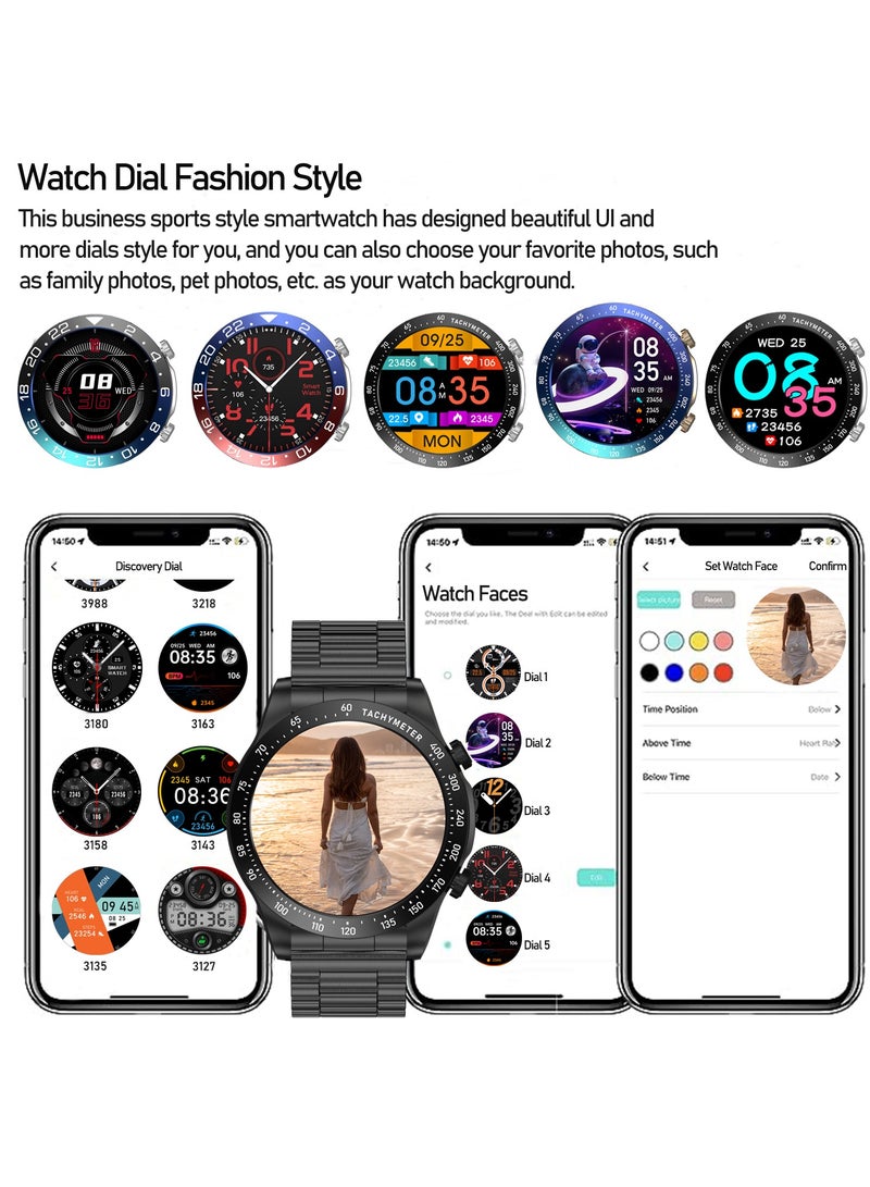 Fashion Men's Smart Watch Business Sports Fitness Tracker Heart Rate Smartwatch Bluetooth Calls IP68 Waterproof 1.43