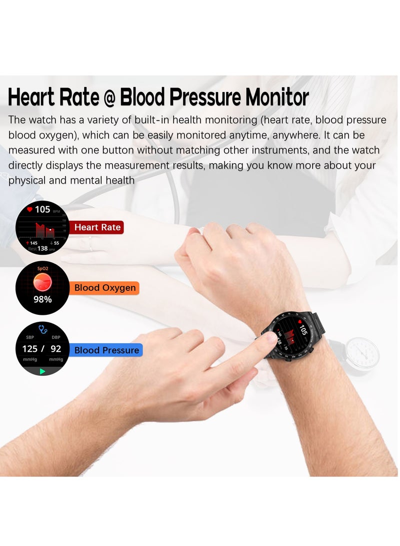 Fashion Men's Smart Watch Business Sports Fitness Tracker Heart Rate Smartwatch Bluetooth Calls IP68 Waterproof 1.43
