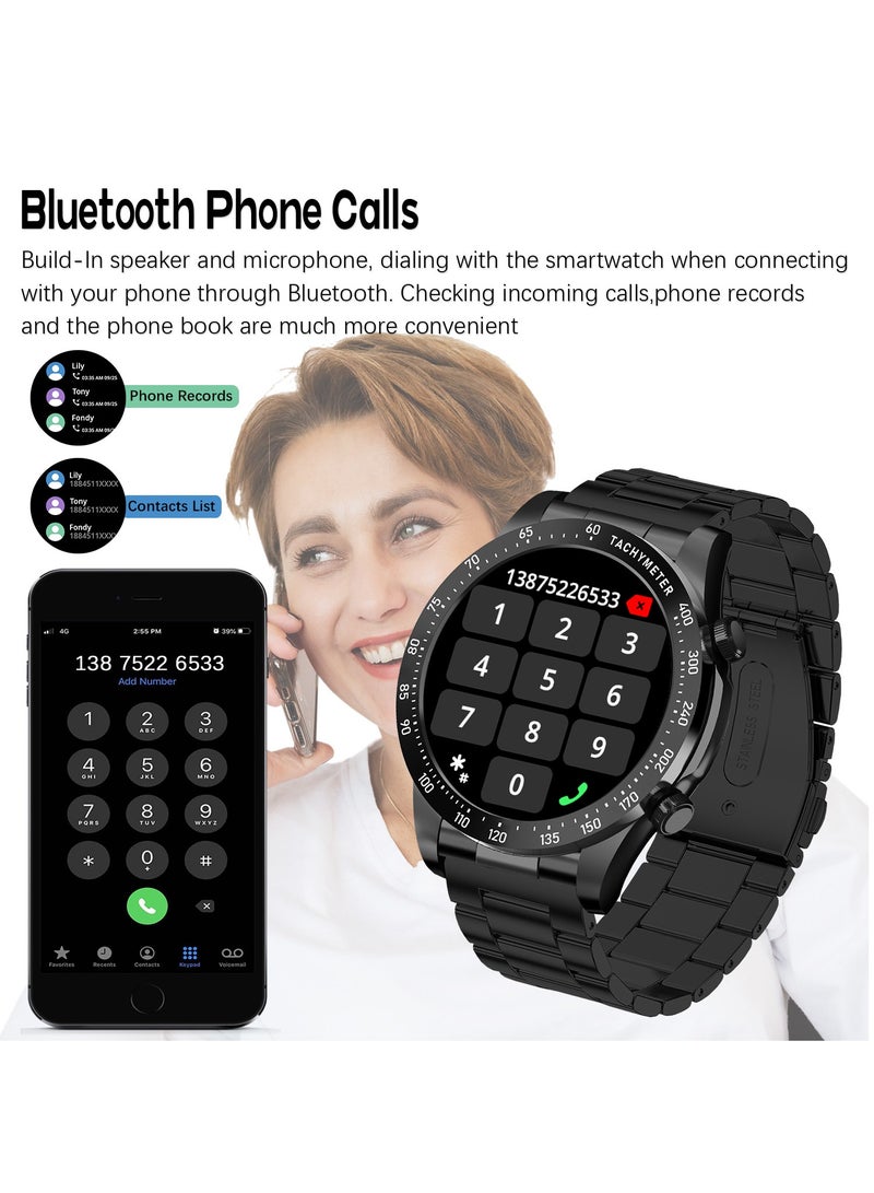 Fashion Men's Smart Watch Business Sports Fitness Tracker Heart Rate Smartwatch Bluetooth Calls IP68 Waterproof 1.43