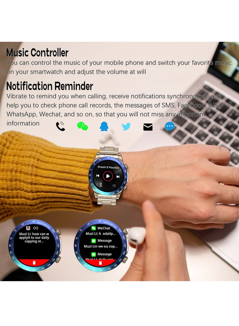 Fashion Men's Smart Watch Business Sports Fitness Tracker Heart Rate Blood Pressure Smartwatch Bluetooth Calls IP68 Waterproof 1.43