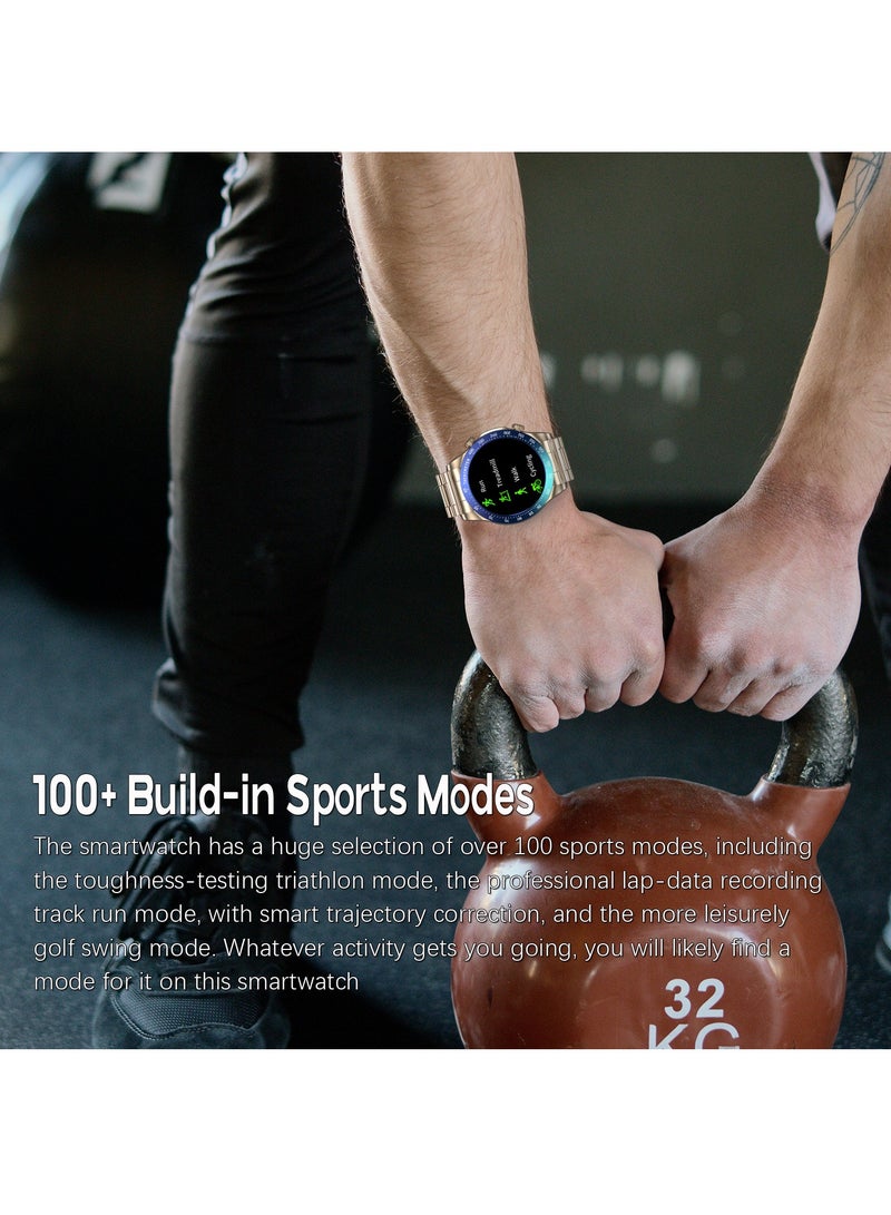 Fashion Men's Smart Watch Business Sports Fitness Tracker Heart Rate Blood Pressure Smartwatch Bluetooth Calls IP68 Waterproof 1.43