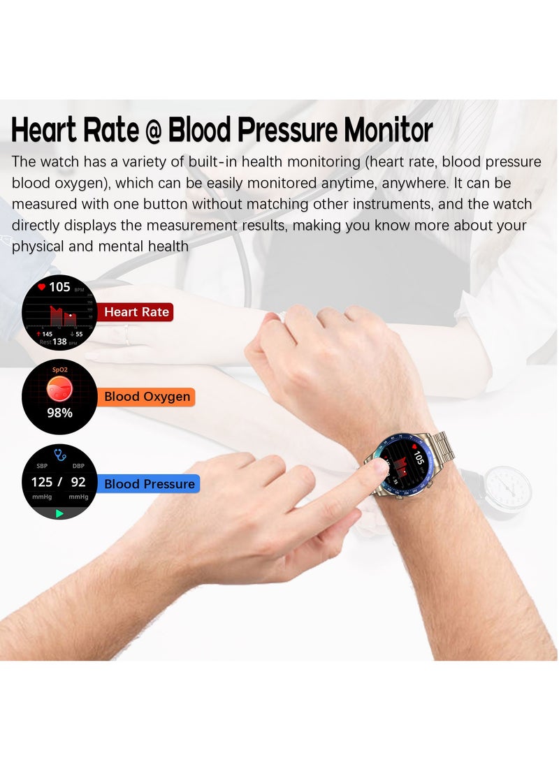 Fashion Men's Smart Watch Business Sports Fitness Tracker Heart Rate Blood Pressure Smartwatch Bluetooth Calls IP68 Waterproof 1.43