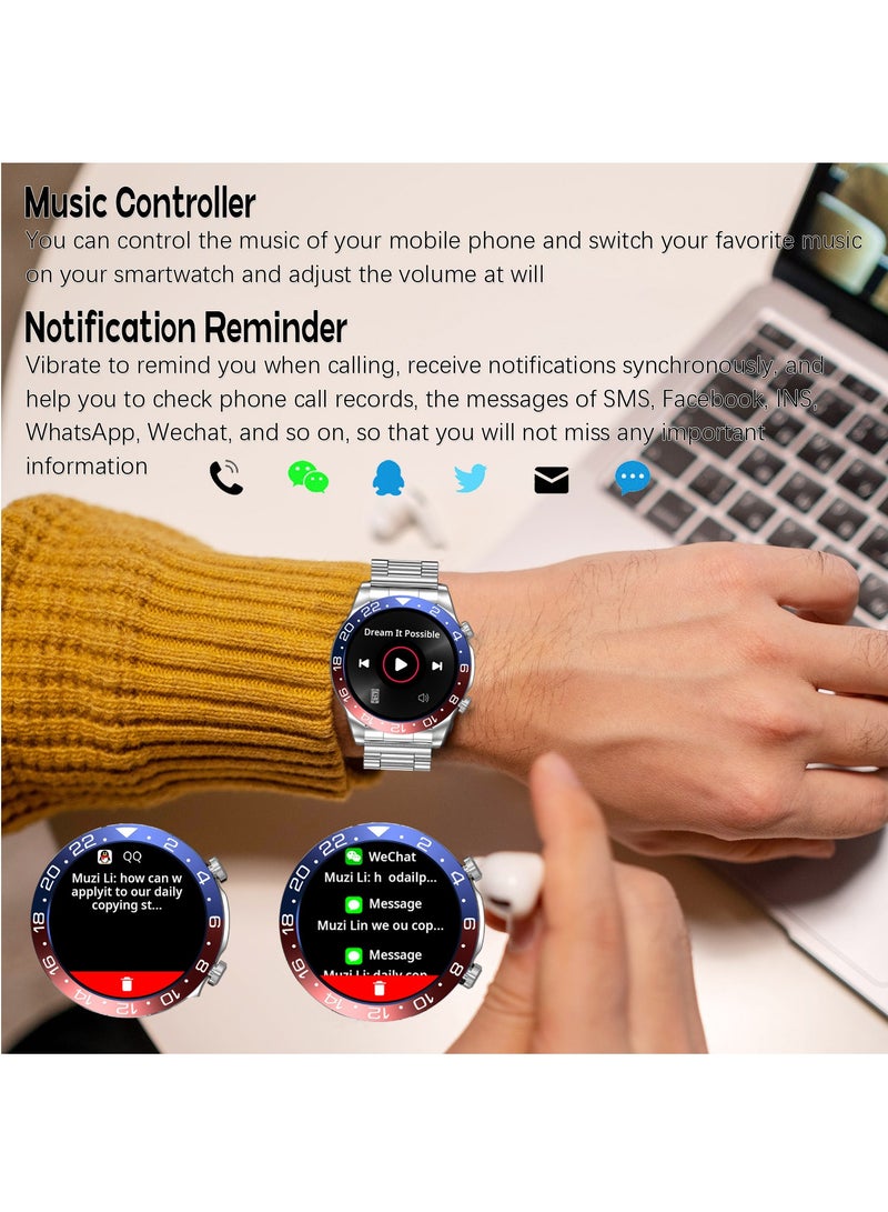 Fashion Men's Smart Watch Business Sports Fitness Tracker Heart Rate Blood Pressure Smartwatch Bluetooth Calls IP68 Waterproof 1.43