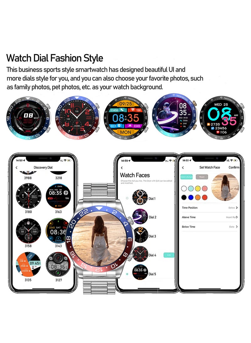 Fashion Men's Smart Watch Business Sports Fitness Tracker Heart Rate Blood Pressure Smartwatch Bluetooth Calls IP68 Waterproof 1.43